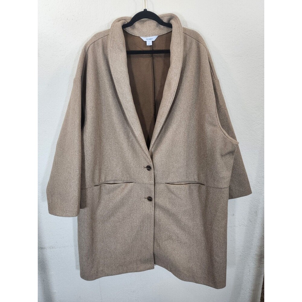 Old Navy Womens 4X Plus Coat Tan Camel Brushed Polyester Oversized Jacket